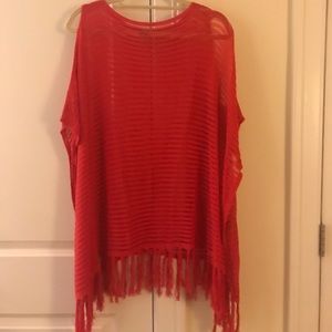 Chico’s red overlay summer knit poncho size S/M